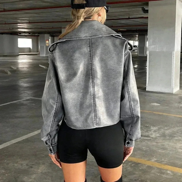 Grey Casual Women's Coolane Zip Up Moto Jacket - Picture 2 of 7